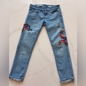 Pilcro and The Letterpress Light Blue Women's Embroidered Floral Jeans
